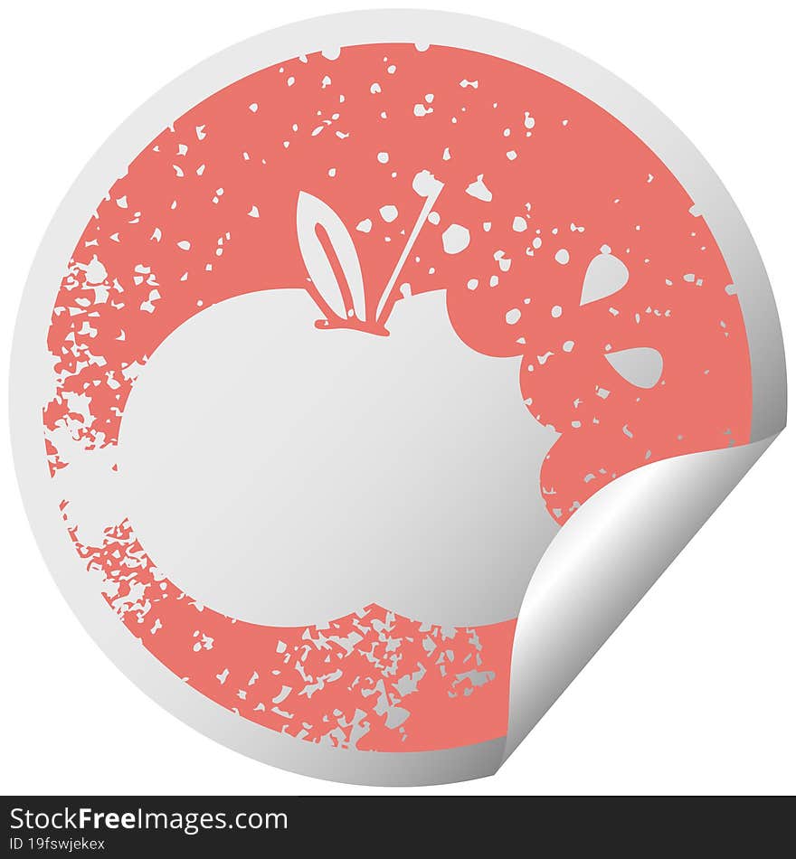 distressed circular peeling sticker symbol juicy apple