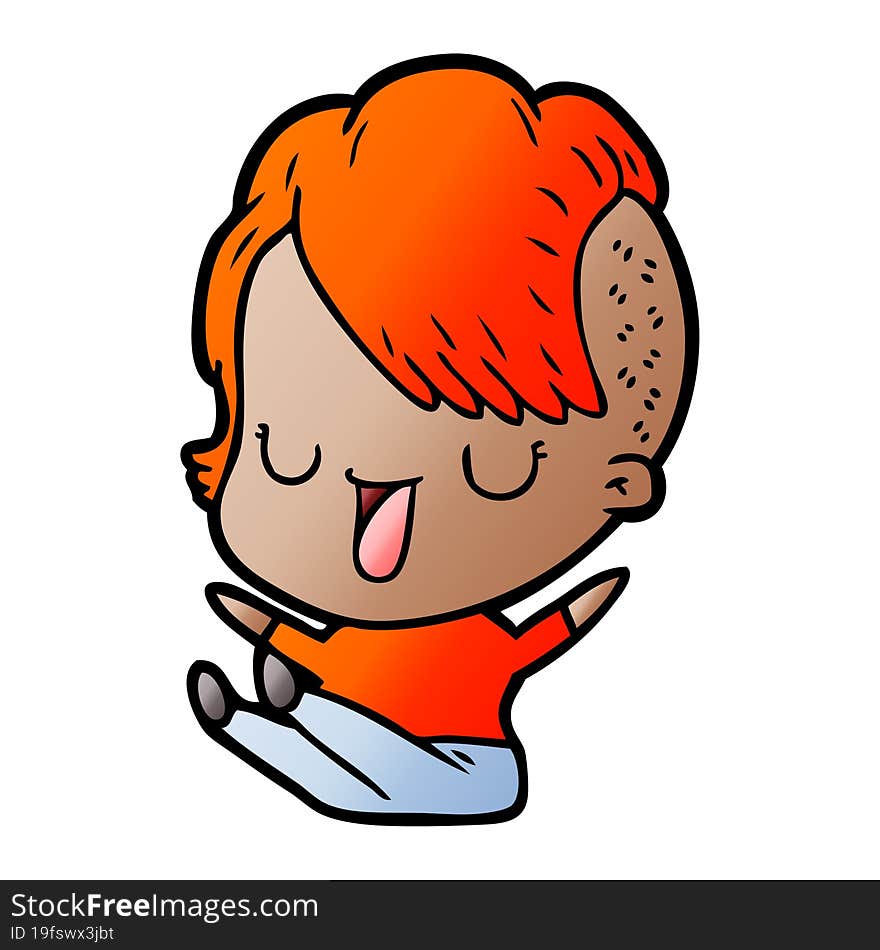 cute cartoon girl with hipster haircut. cute cartoon girl with hipster haircut