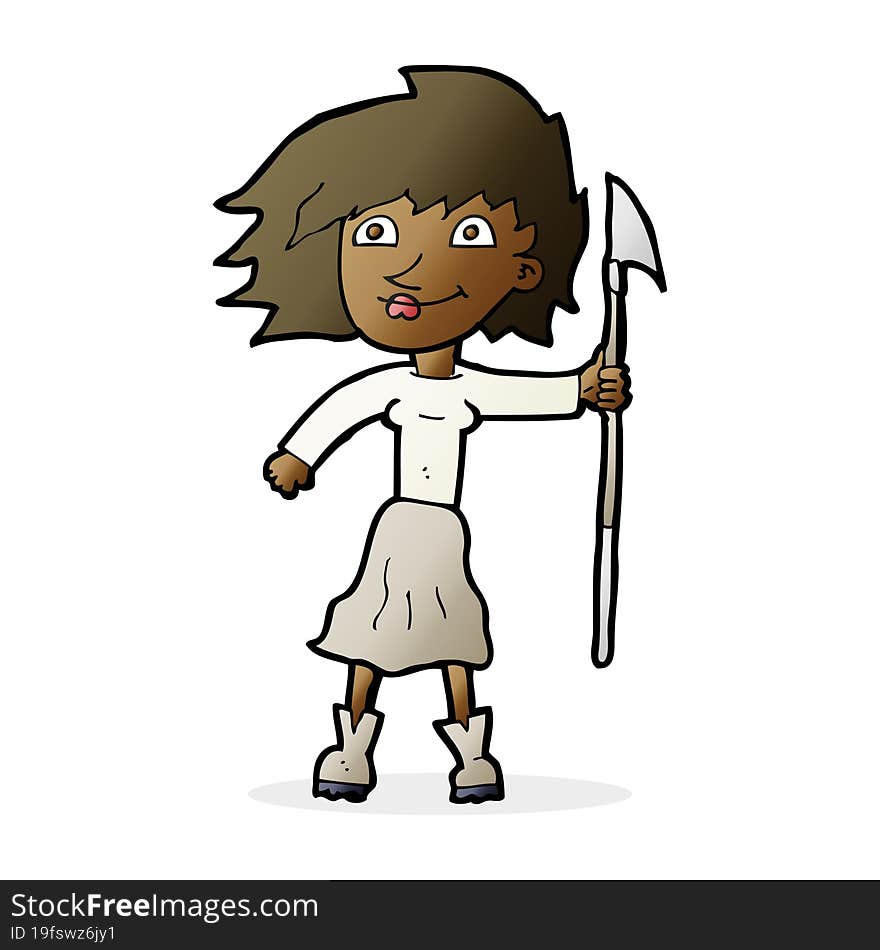 Cartoon Woman With Spear