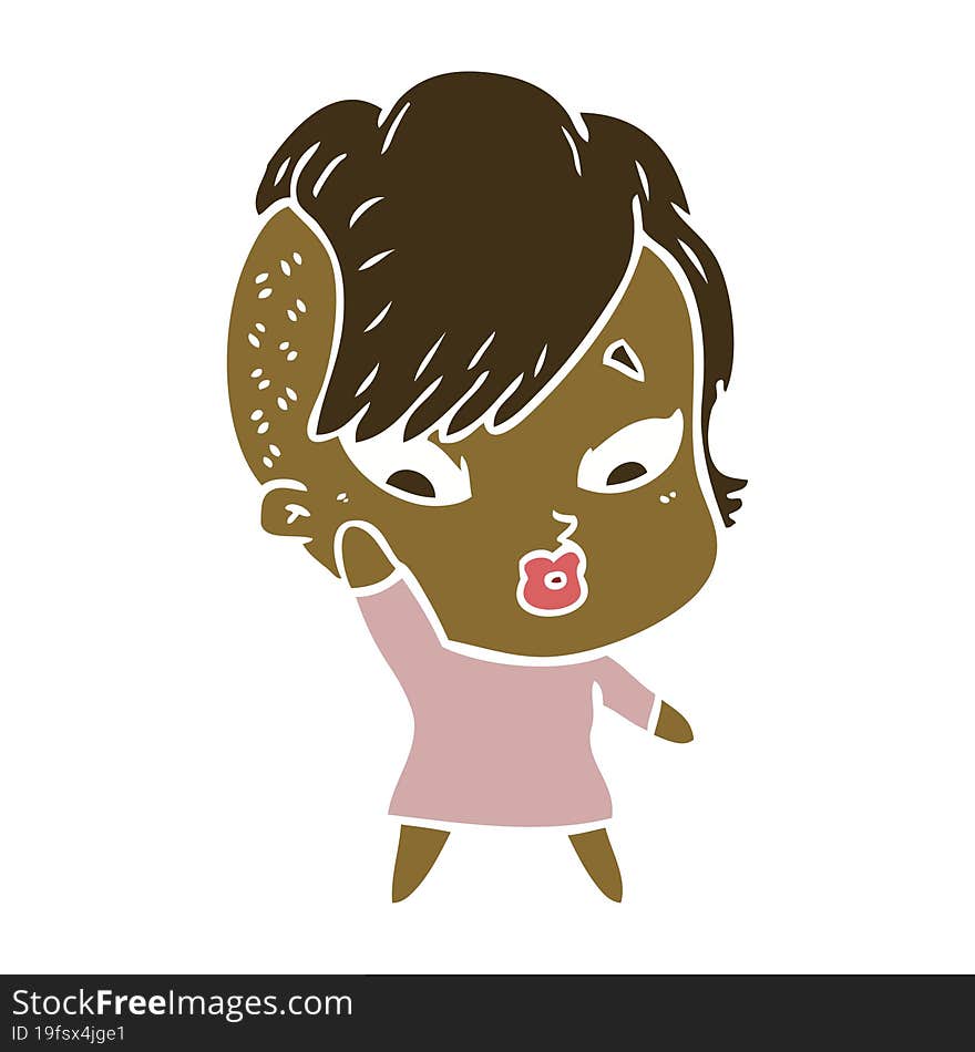 flat color style cartoon surprised girl