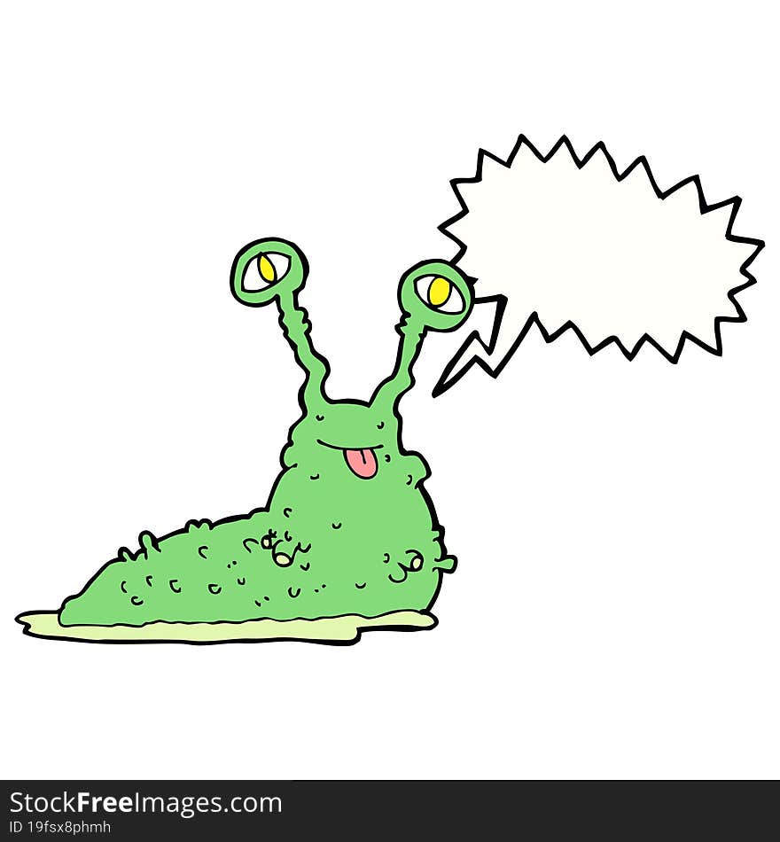 Cartoon Gross Slug With Speech Bubble