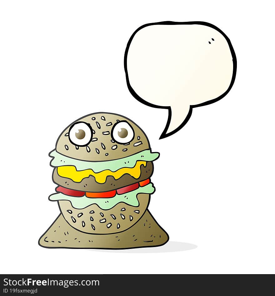 speech bubble cartoon tasty burger