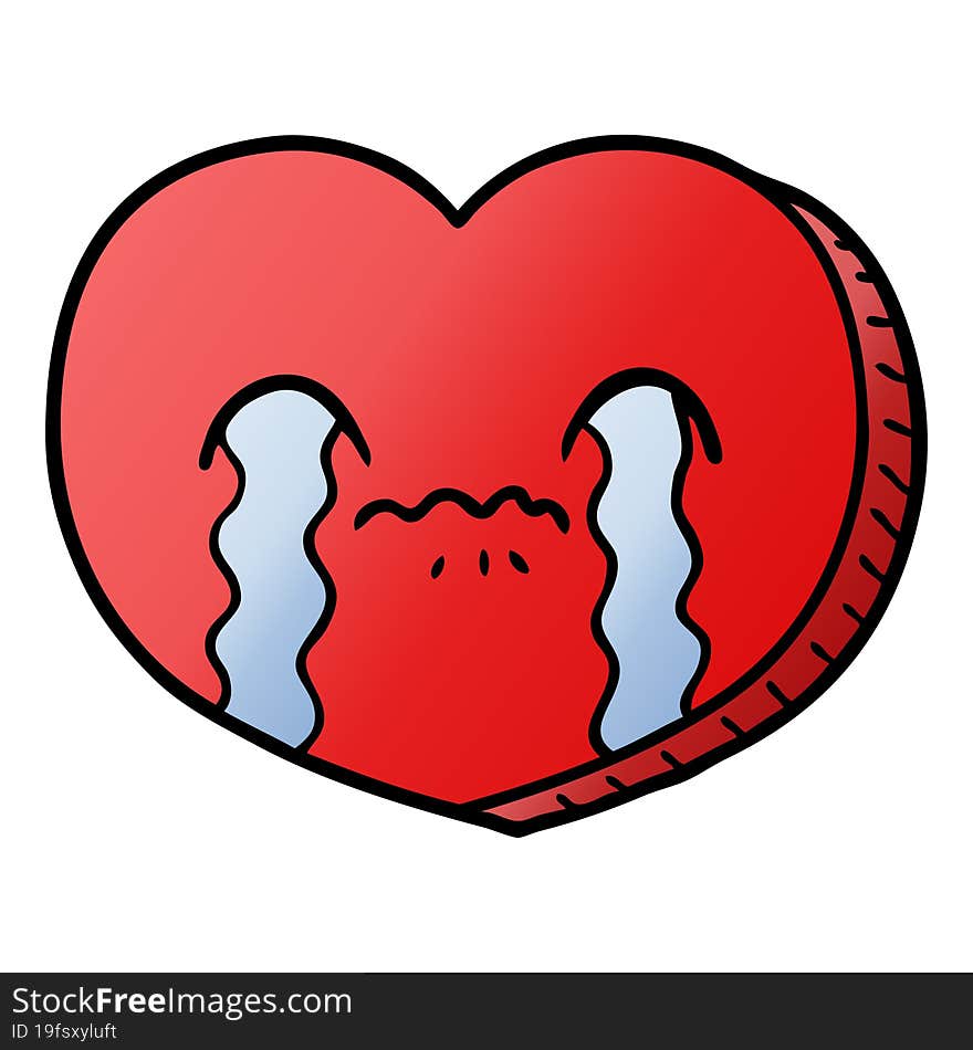 cartoon crying love heart. cartoon crying love heart