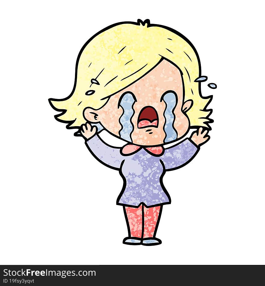 cartoon woman crying. cartoon woman crying