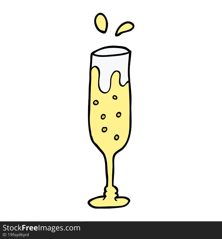 Cartoon Doodle Glass Of Champagne