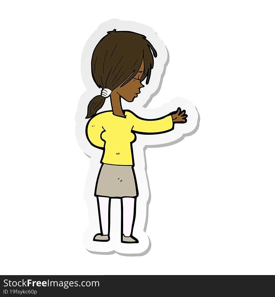 Sticker Of A Cartoon Woman Gesturing