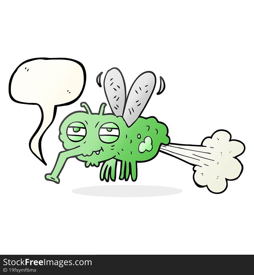 freehand drawn speech bubble cartoon gross farting fly