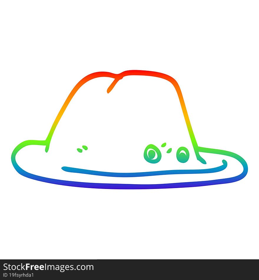 rainbow gradient line drawing cartoon hat