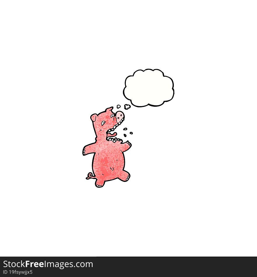 cartoon squealing pig with thought bubble