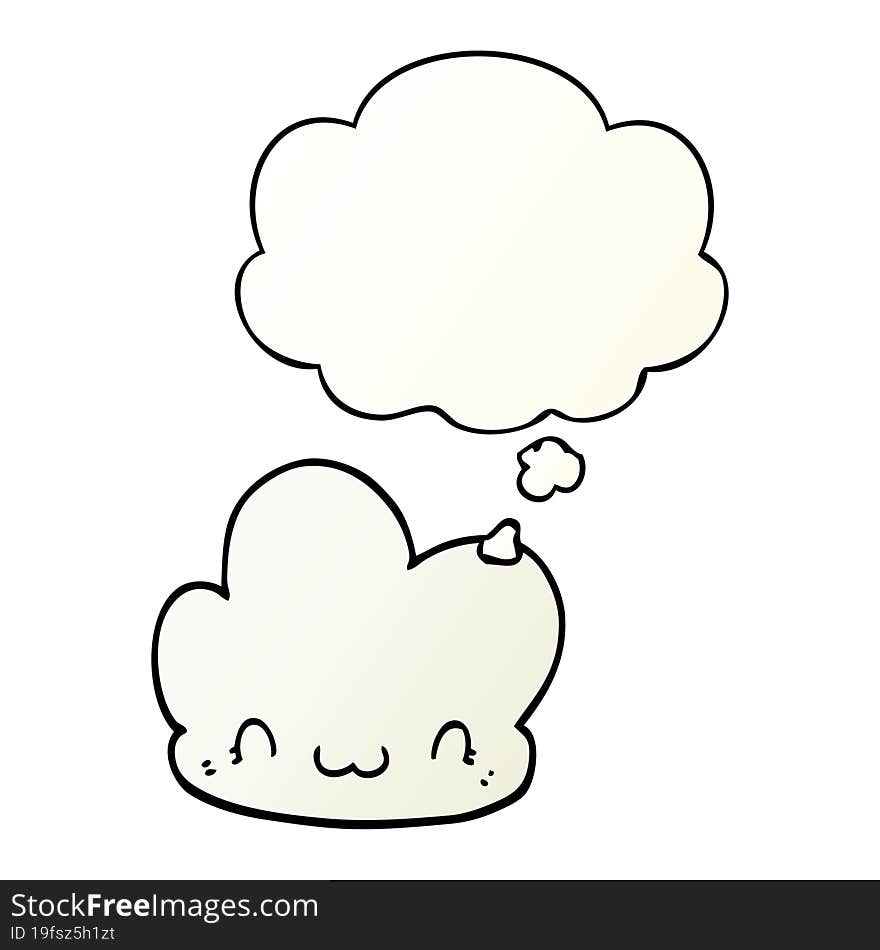 cartoon cloud and thought bubble in smooth gradient style