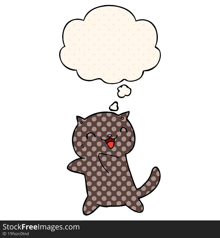 cartoon cat with thought bubble in comic book style