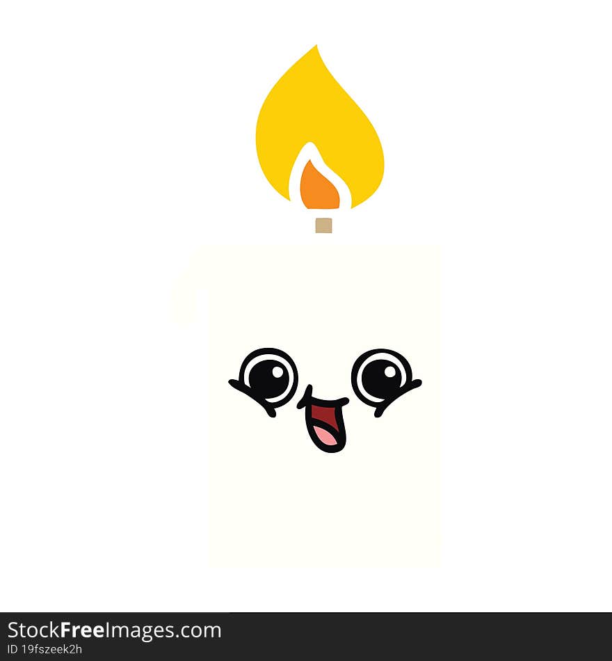 flat color retro cartoon of a lit candle