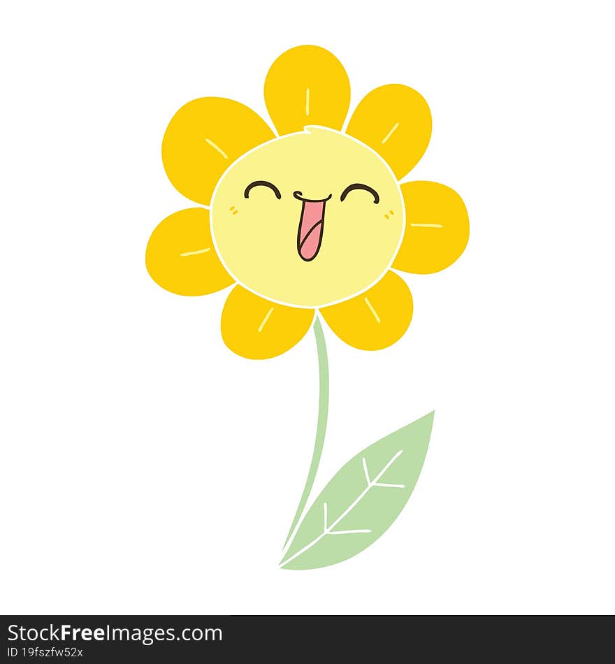 quirky hand drawn cartoon happy flower