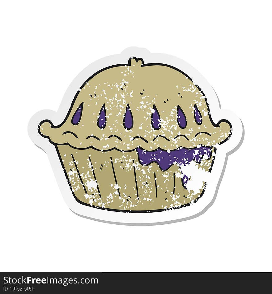 retro distressed sticker of a cartoon pie