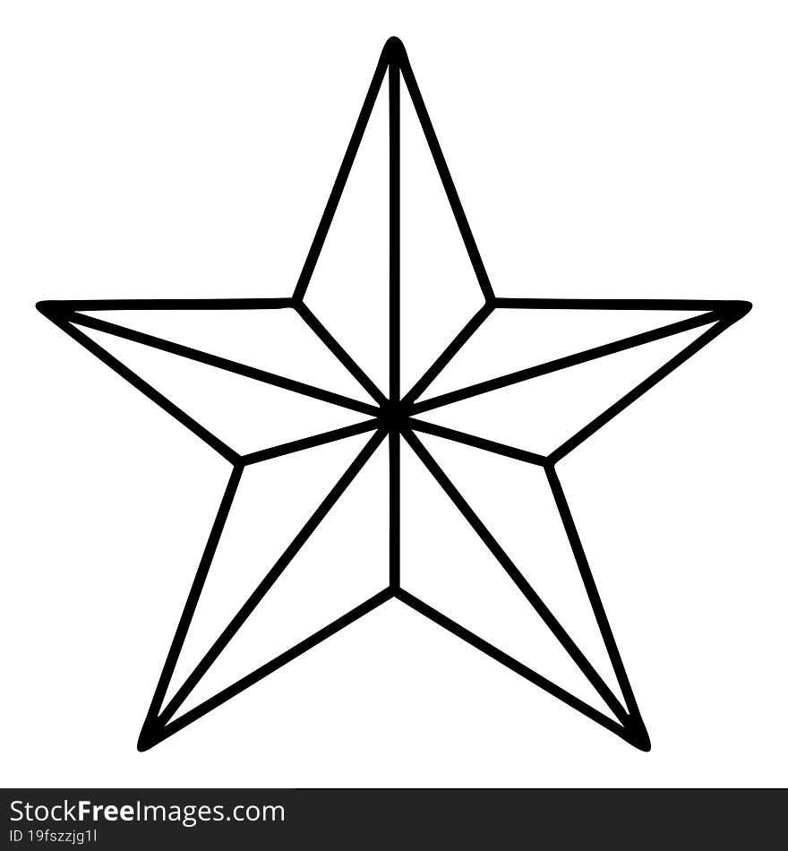 tattoo in black line style of a star. tattoo in black line style of a star