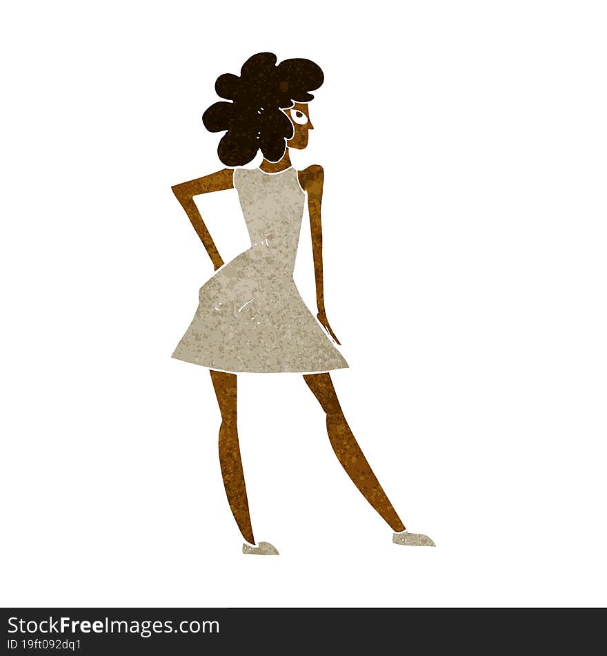 cartoon woman posing in dress