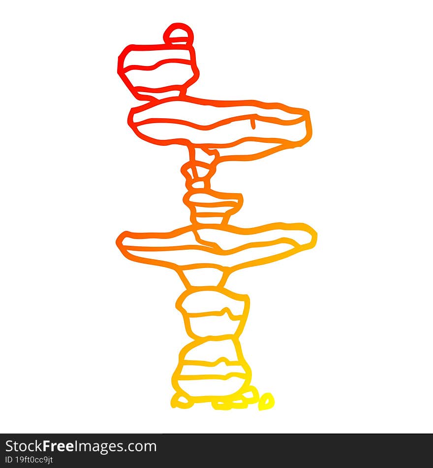 warm gradient line drawing cartoon of stacked stones