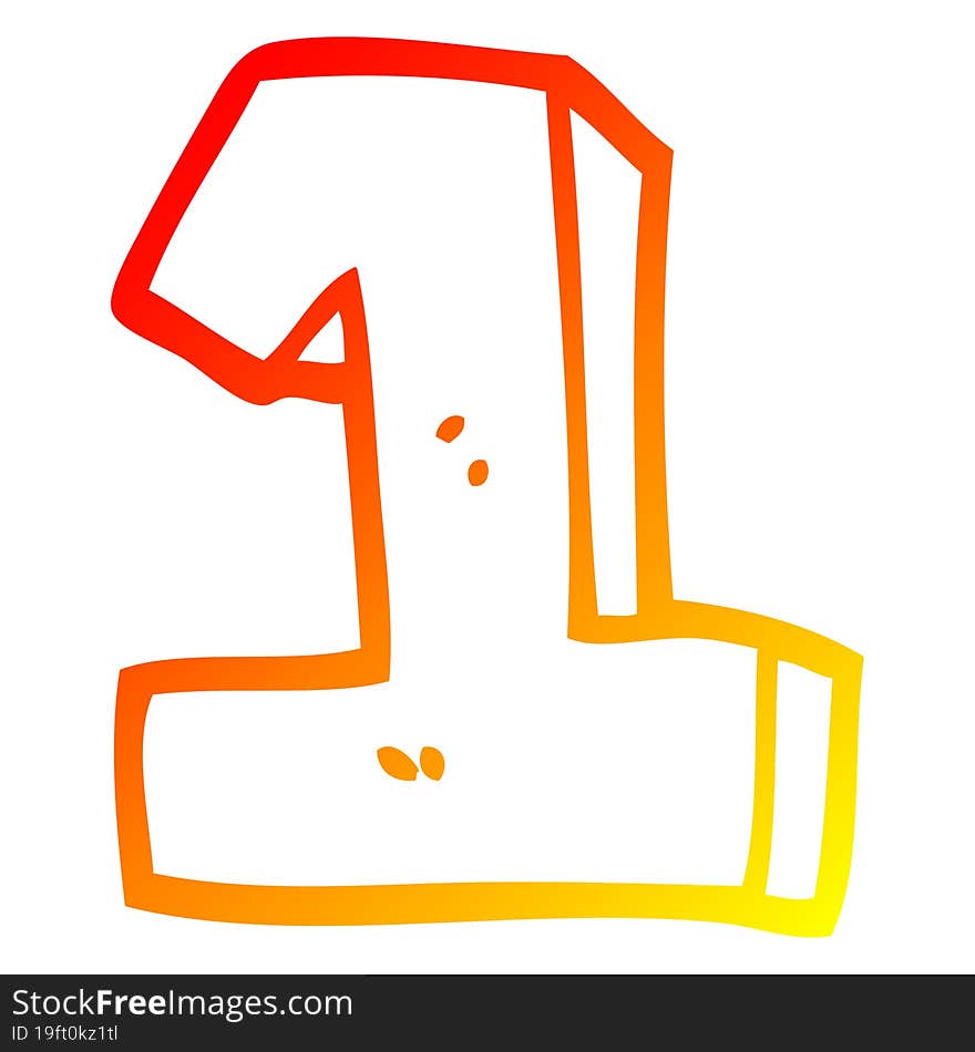 warm gradient line drawing of a cartoon number one