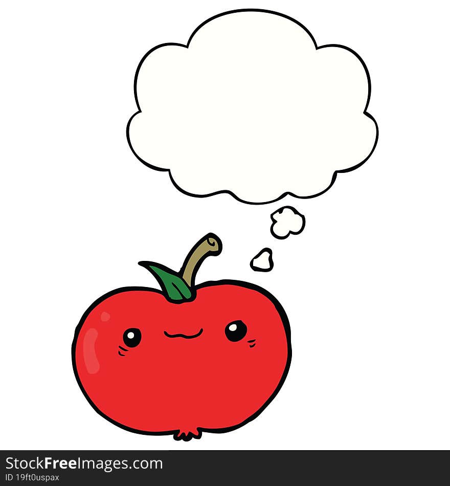 cartoon apple and thought bubble