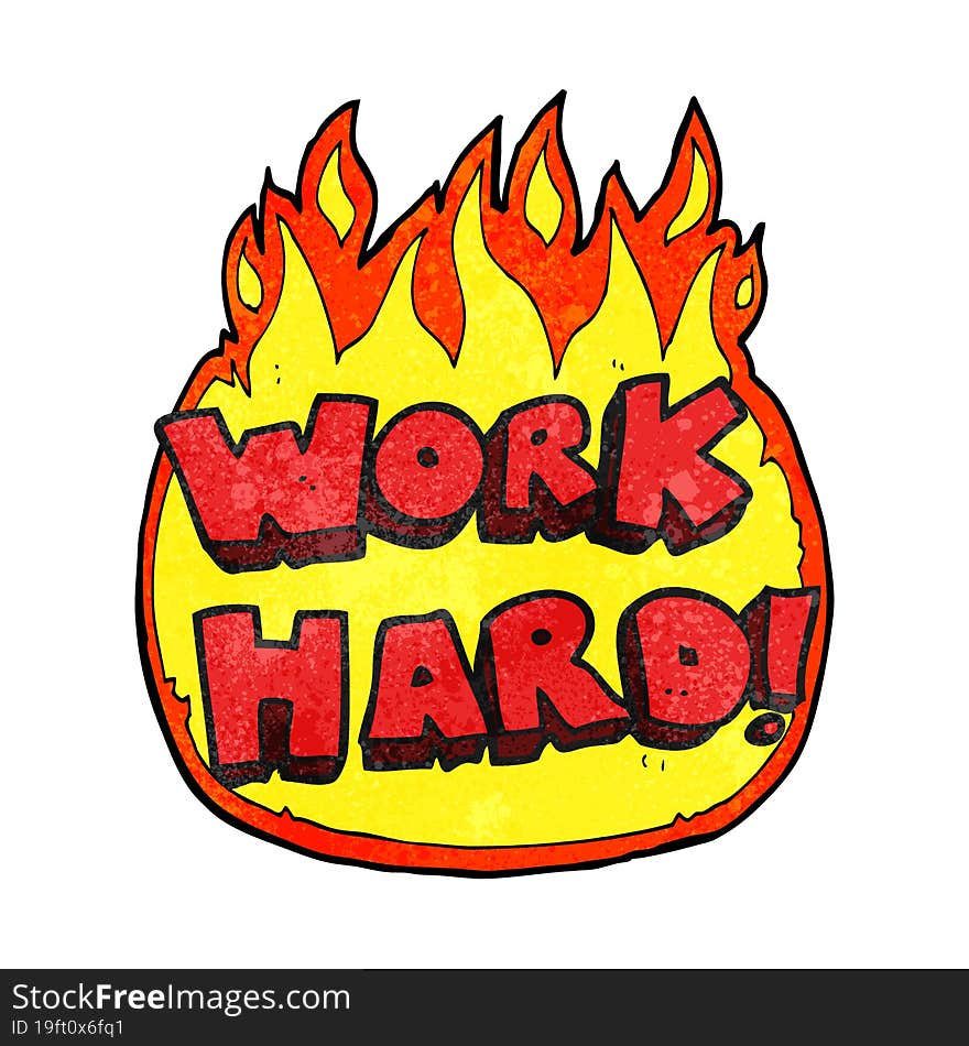 textured cartoon work hard symbol