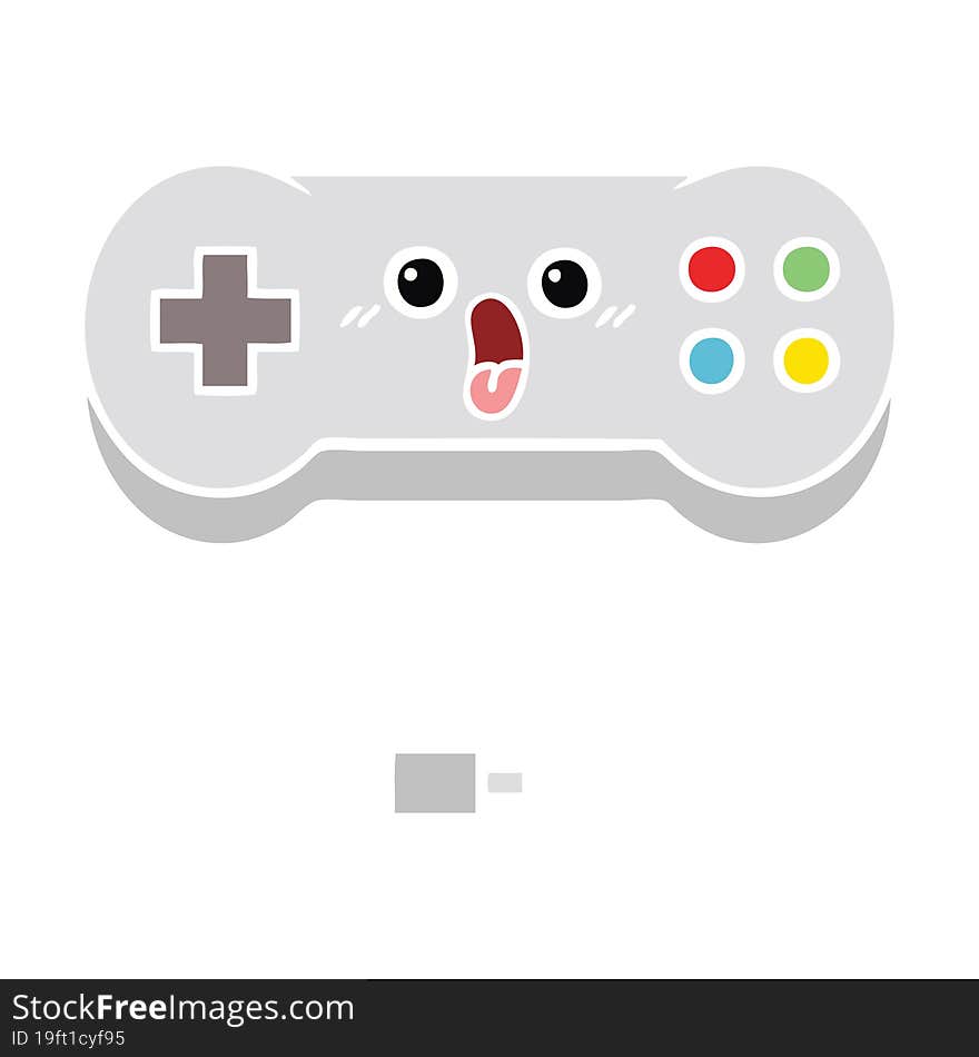 flat color retro cartoon game controller