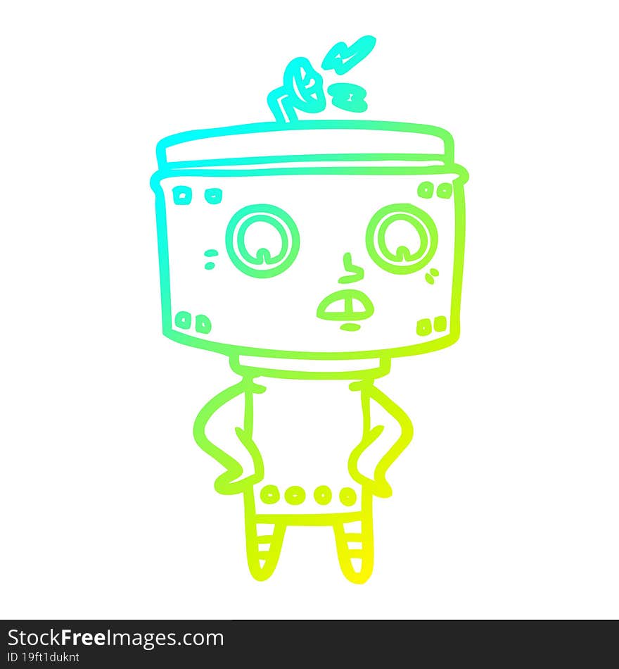 cold gradient line drawing cartoon robot