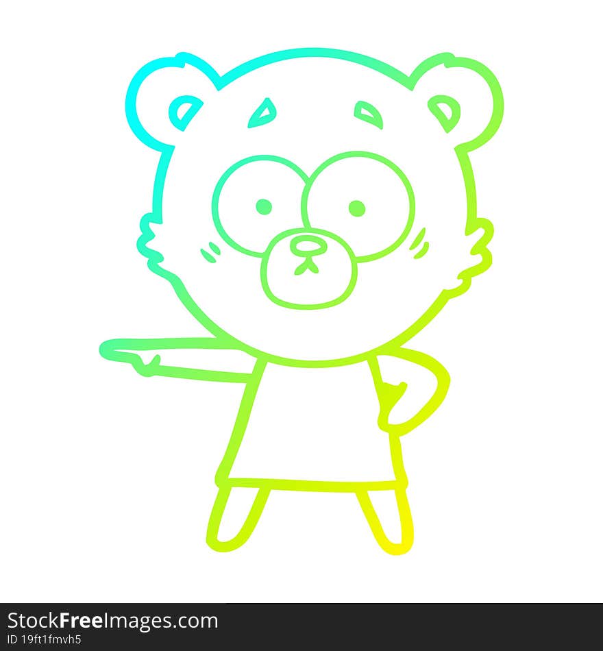 cold gradient line drawing nervous polar bear cartoon