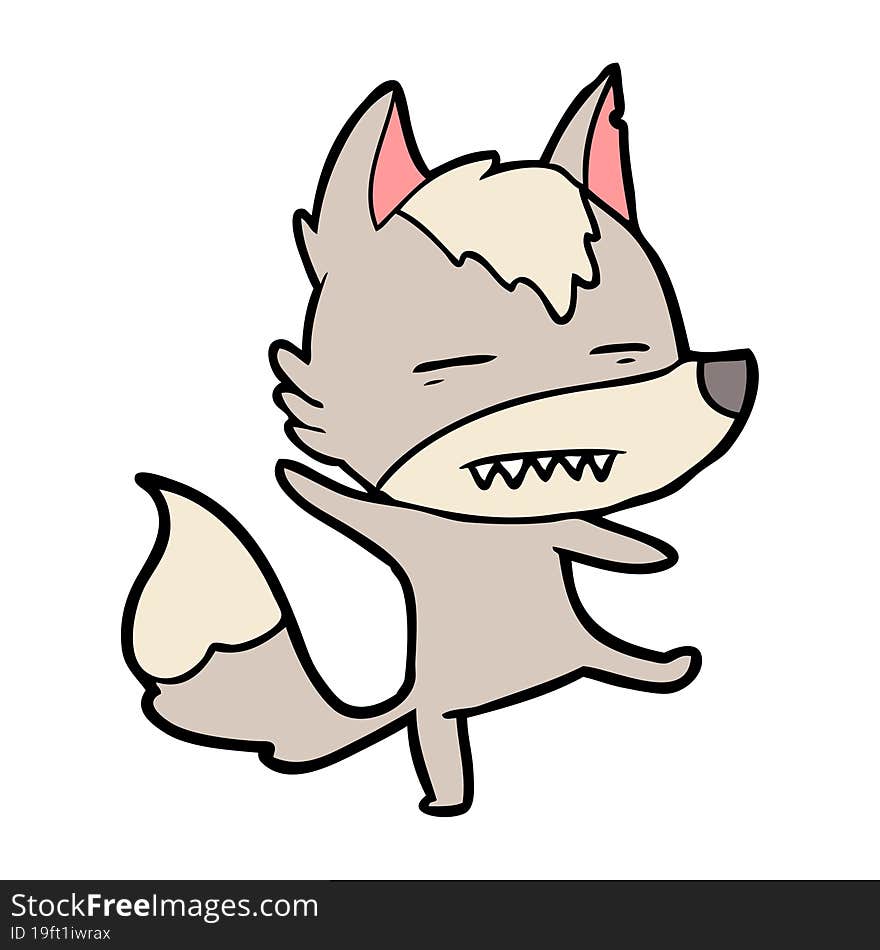 cartoon wolf showing teeth. cartoon wolf showing teeth