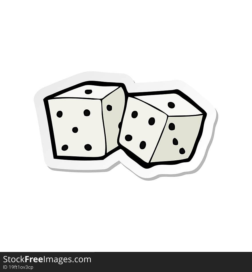 sticker of a cartoon dice