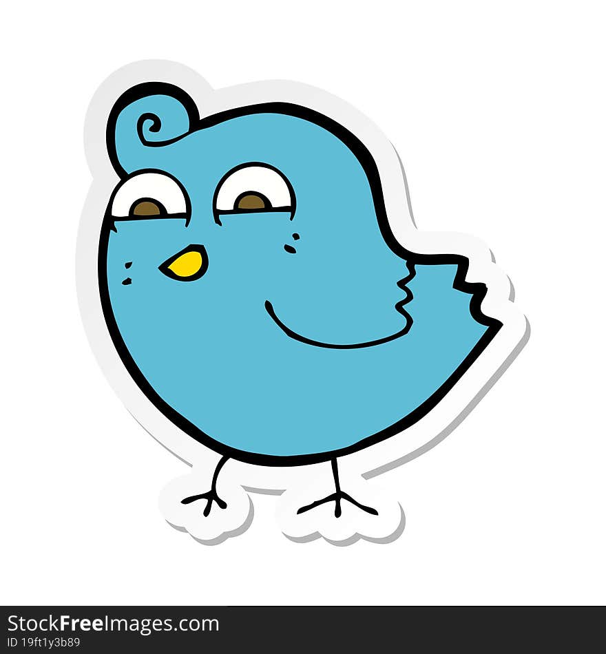 sticker of a cartoon funny bird