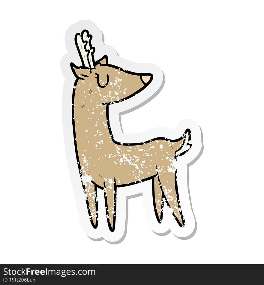 distressed sticker of a cartoon deer