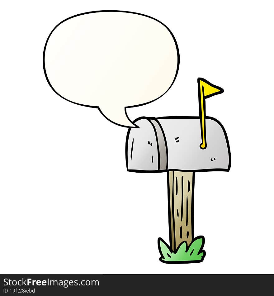 cartoon mailbox and speech bubble in smooth gradient style