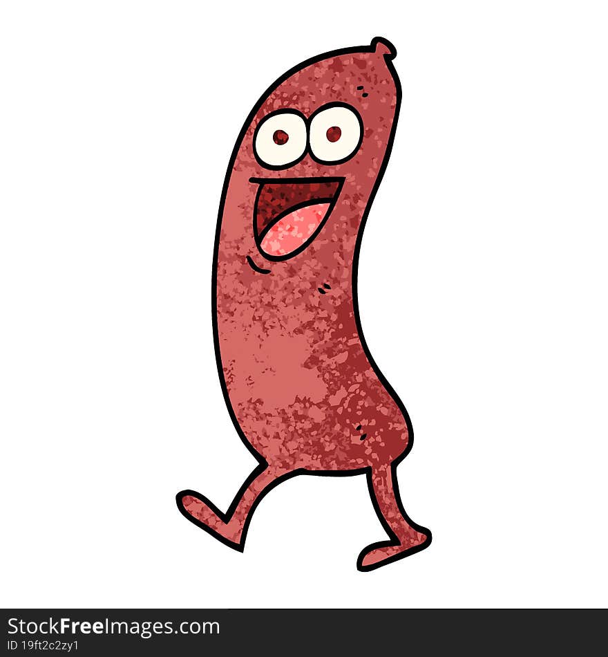 Happy Grunge Textured Illustration Cartoon Sausage