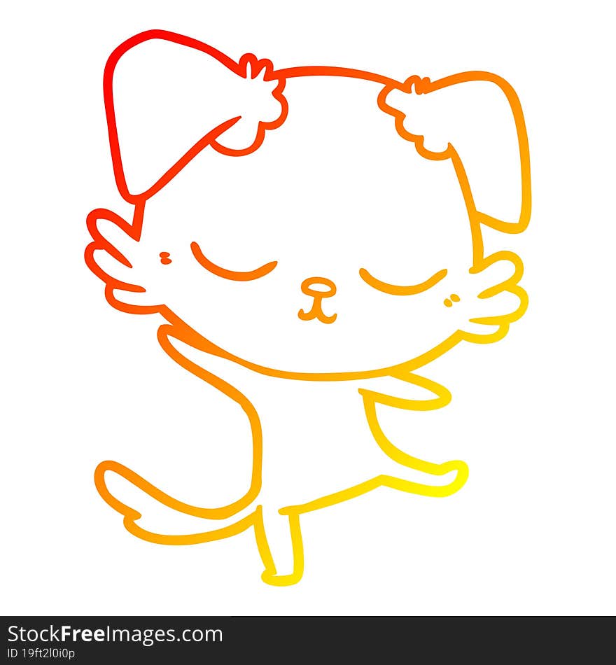 warm gradient line drawing cute cartoon dog