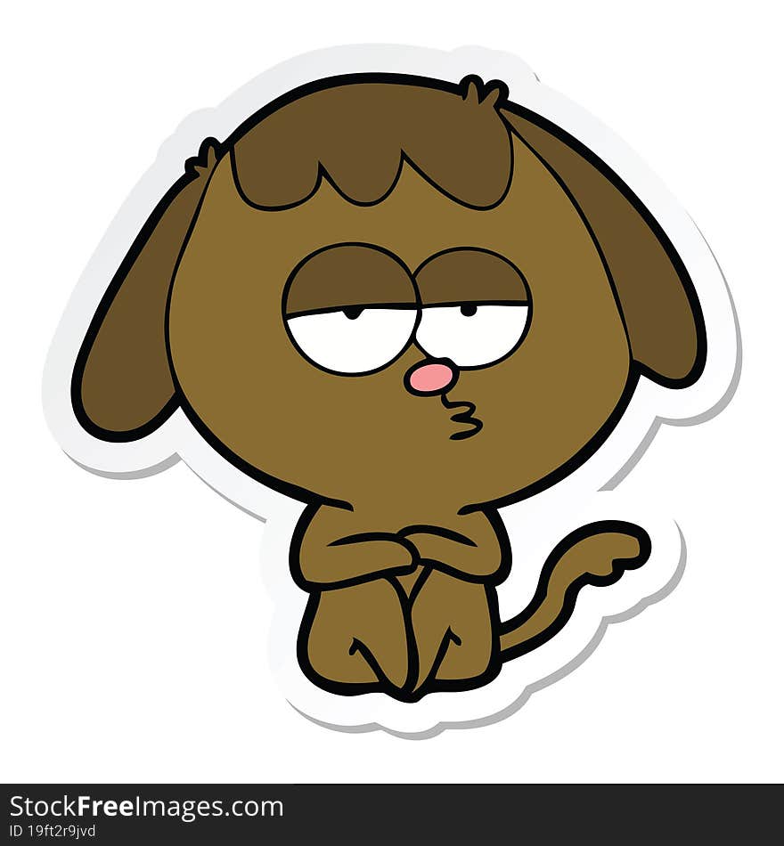 sticker of a cartoon bored dog