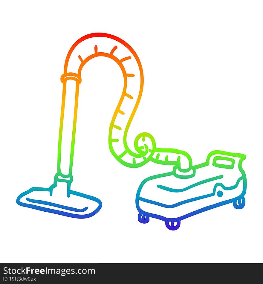 rainbow gradient line drawing cartoon vacuum hoover