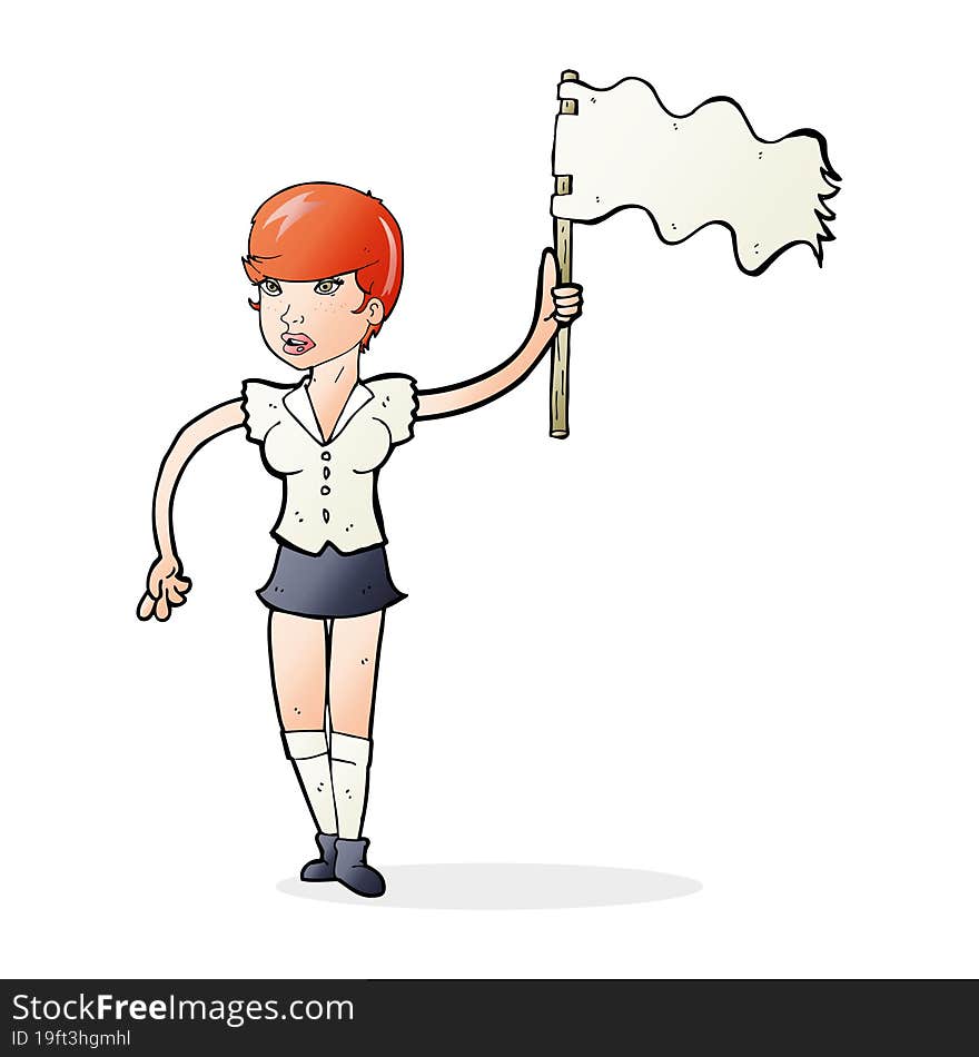 cartoon woman waving white flag