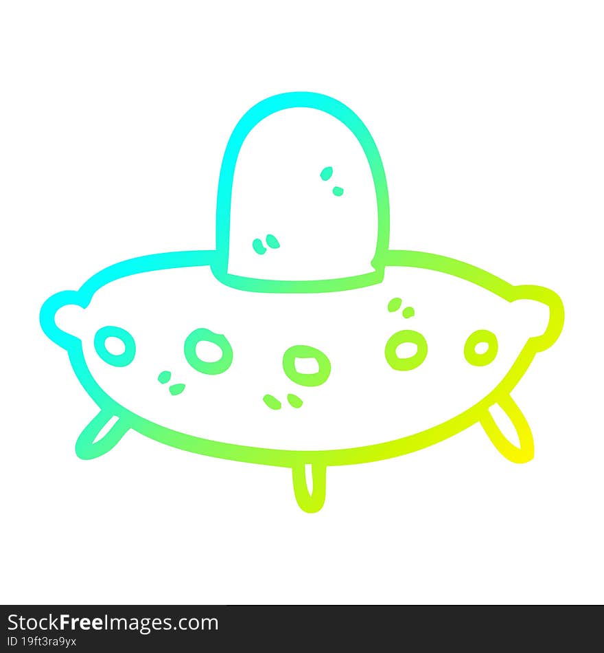 cold gradient line drawing cartoon alien spaceship