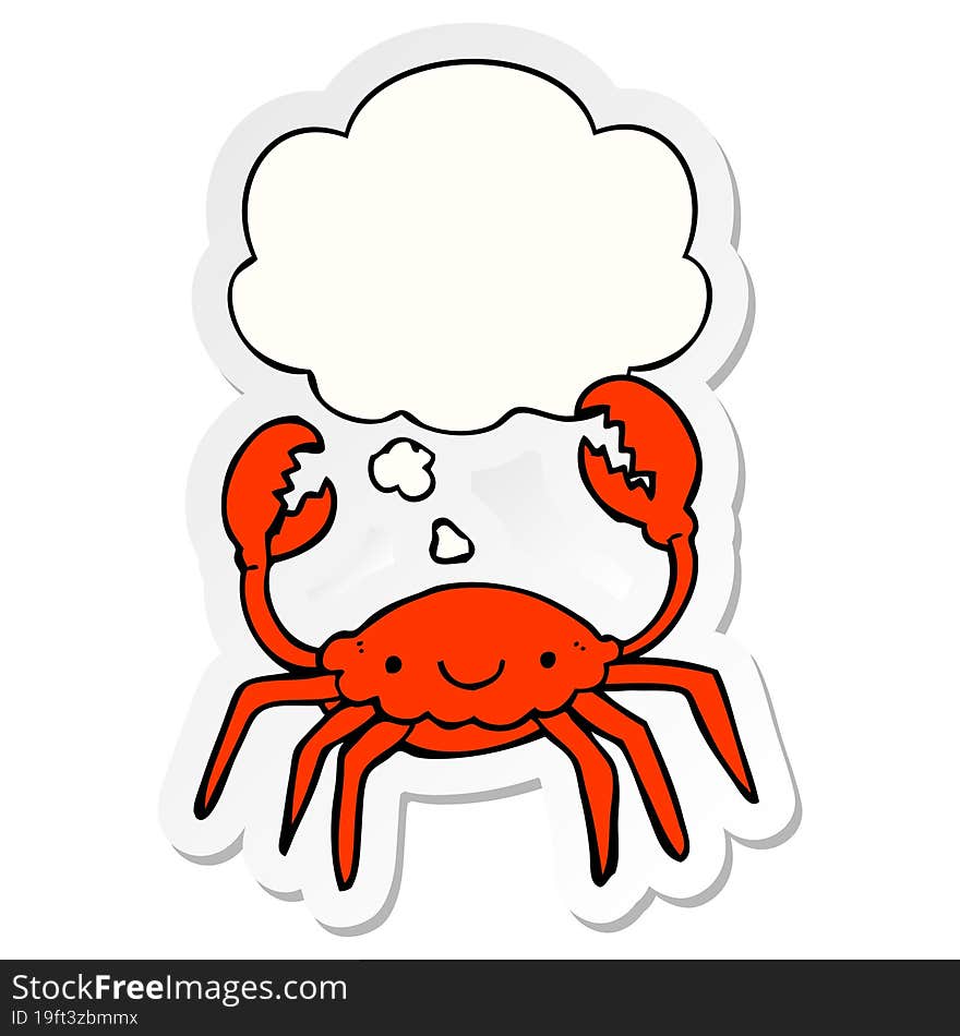 Cartoon Crab And Thought Bubble As A Printed Sticker