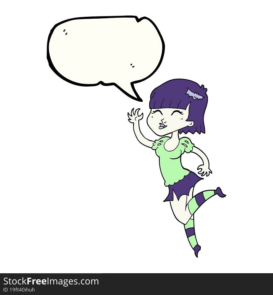 Speech Bubble Cartoon Vampire Girl