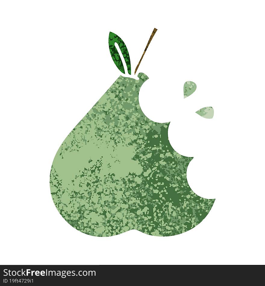 retro illustration style cartoon green pear