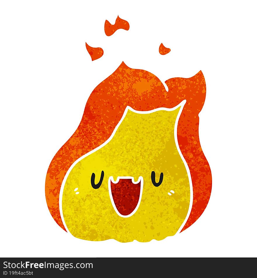 retro cartoon kawaii cute fire flame