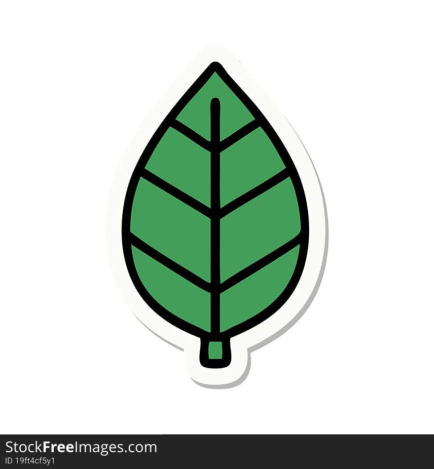 tattoo style sticker of a leaf