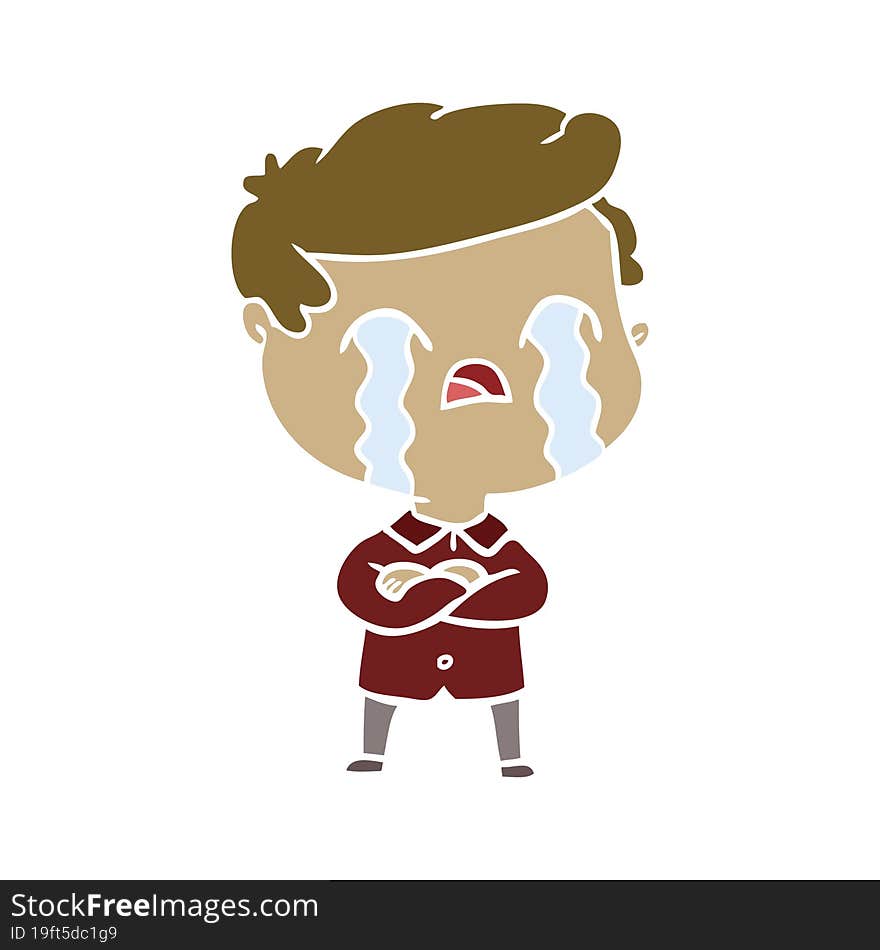 flat color style cartoon man crying