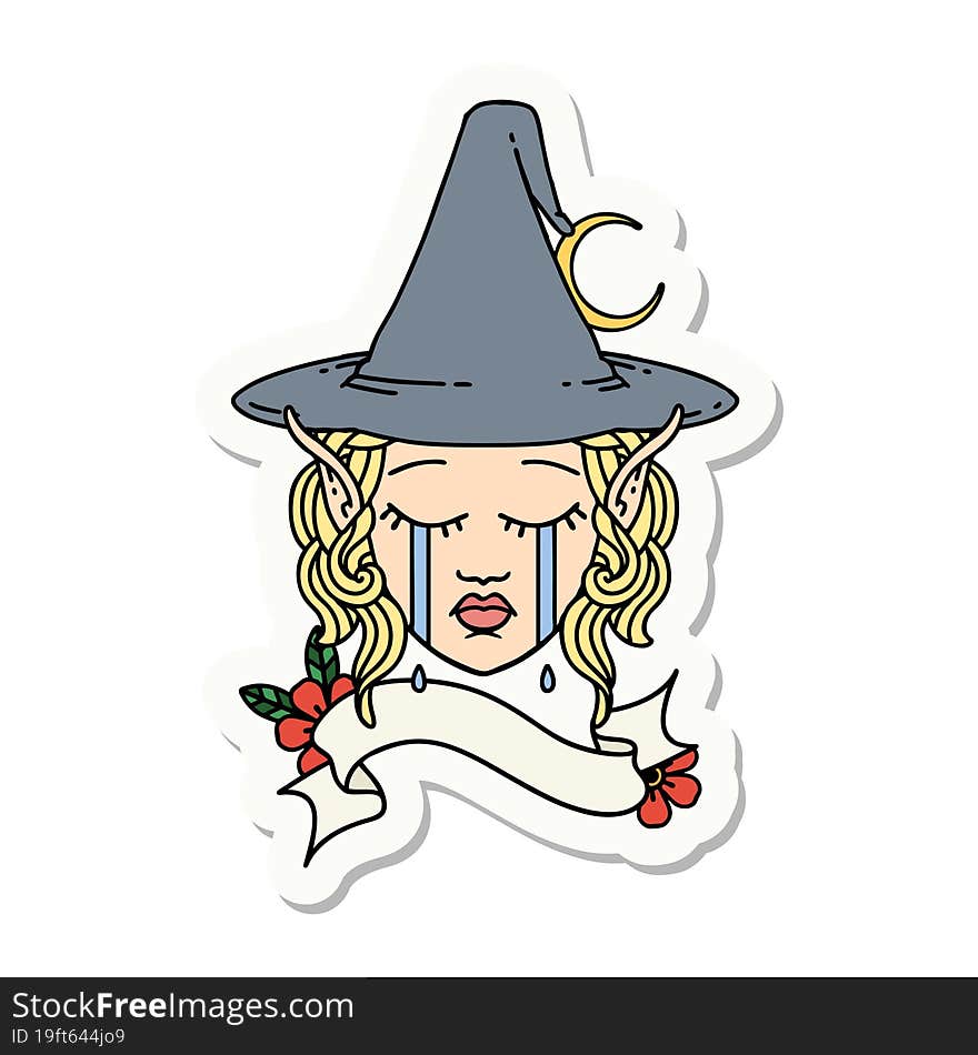 sad elf mage character face sticker