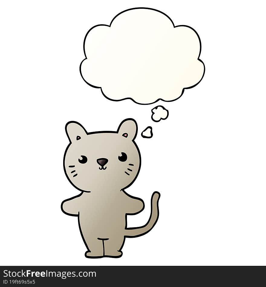 Cartoon Cat And Thought Bubble In Smooth Gradient Style