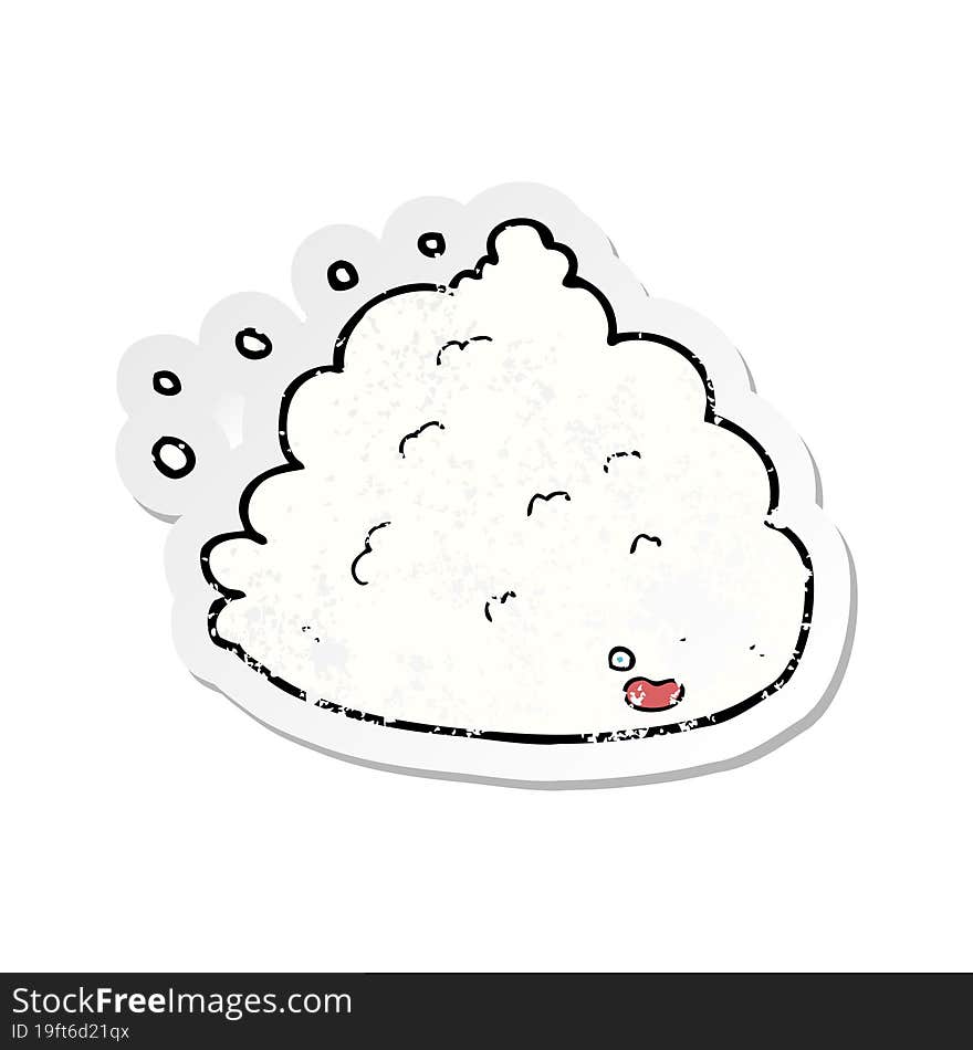 Retro Distressed Sticker Of A Cartoon Cloud Character