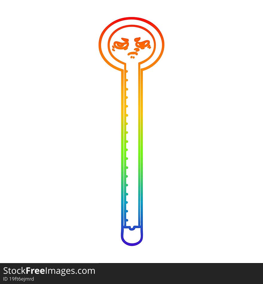 rainbow gradient line drawing cartoon thermometer