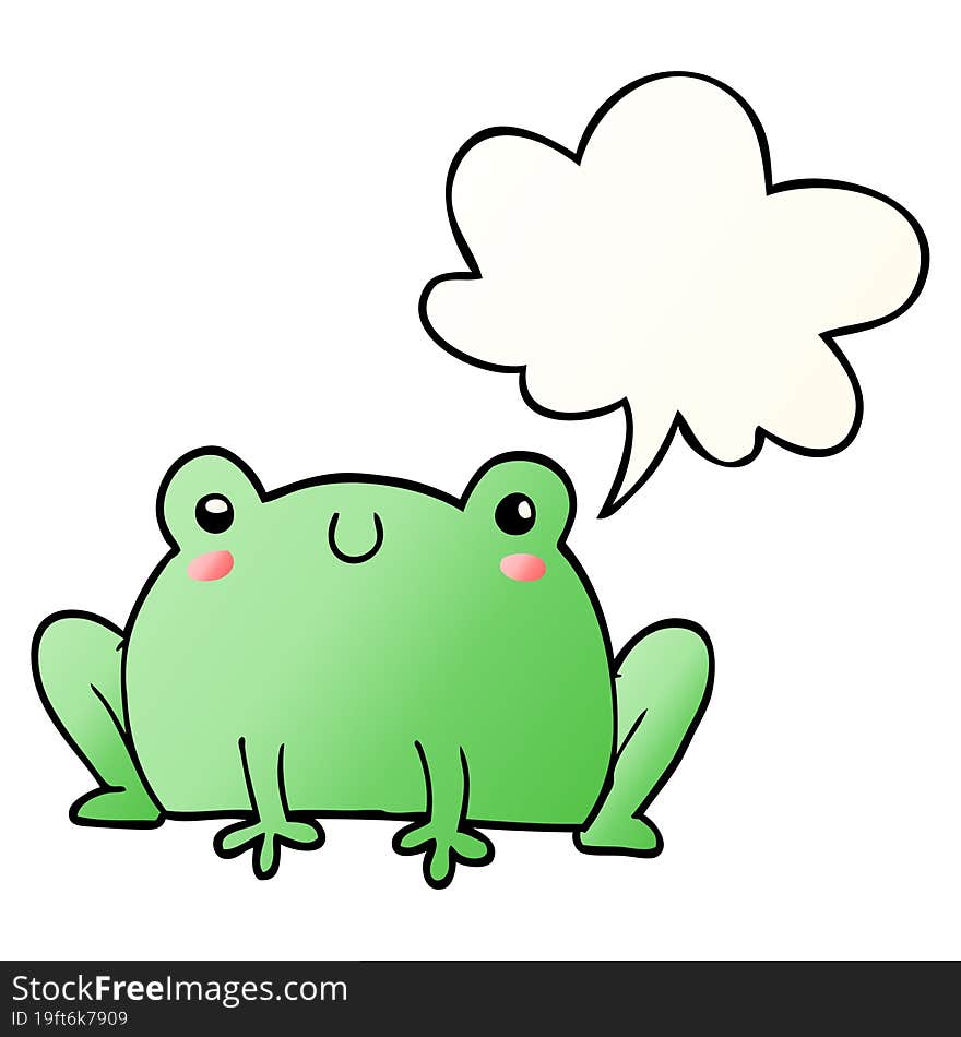 cartoon frog with speech bubble in smooth gradient style