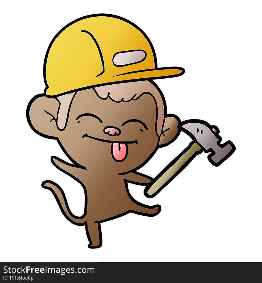 funny cartoon builder monkey dancing. funny cartoon builder monkey dancing